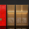 Various Stylish Double Doors With Red Golden And Dark Colored Designs For Home Interior