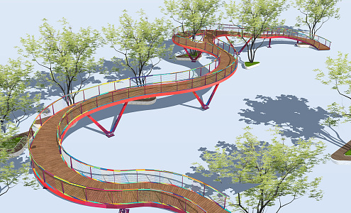 Modern Bridge Landscape Bridge Curve Special-shaped Net Red Rainbow Bridge 3d model