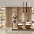 Modern Study Room Interior With Wooden Wall Panels Bookshelves Desk Chairs And Pendant Lights