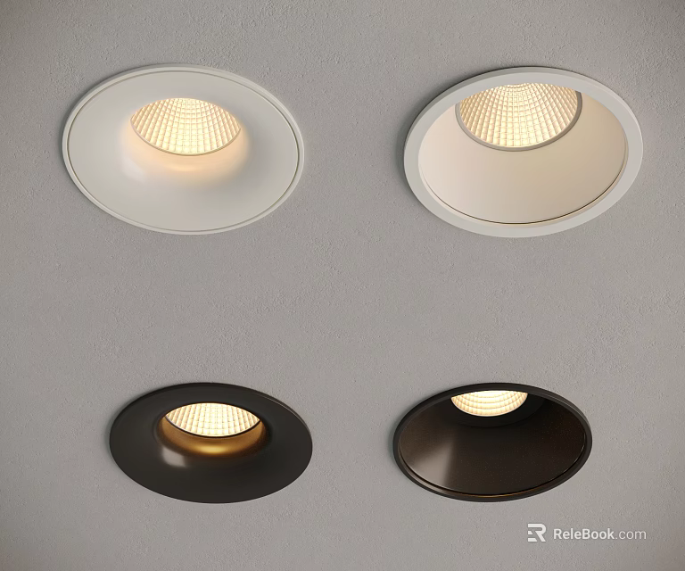 Modern Design White and Black Ceiling Mounted Downlights Spotlights for Home Interior Illumination 3d model 