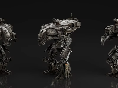 Game Movie Character Mechanical Robot 3D Model Three Angles Sci Fi Design 3d model
