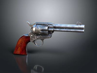 Vintage Revolver With Metallic Barrel And Polished Wooden Grip Design 3d model