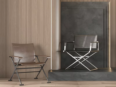 Modern Leather Leisure Chairs With Metal Frame In Brown And Black Design 3d model