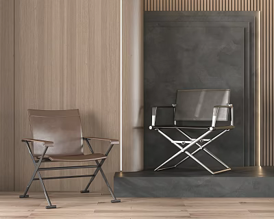 Modern Leather Leisure Chairs With Metal Frame In Brown And Black Design 3d model