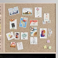 Creative Display Wall with Corkboard Pegboard Blackboard and Easel Showing Photos Notes Supplies