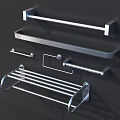 Modern Stainless Steel Bathroom Accessories With Towel Rack Shelf And Hooks