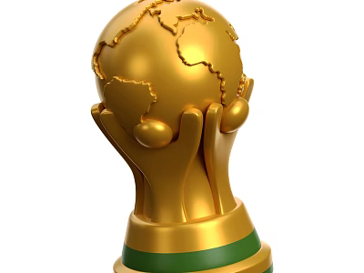 Decorative Ornament Set Featuring Golden Hands Holding Globe And Green Ring Base 3d model