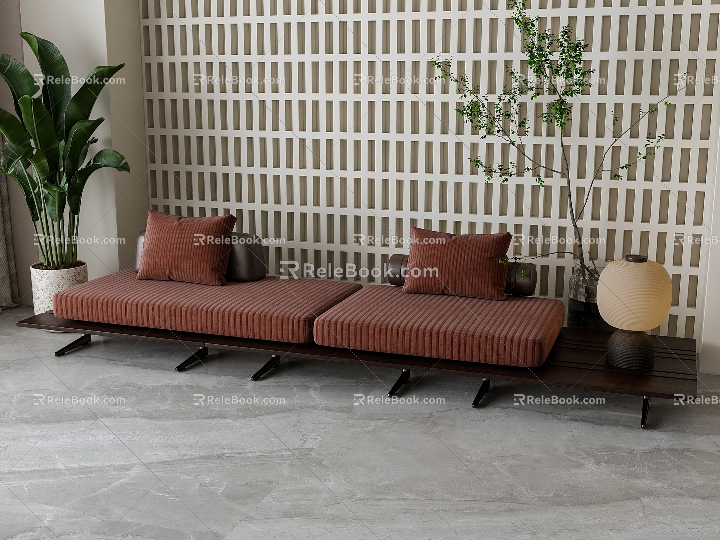 French double sofa 3d model