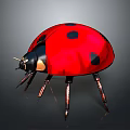 Realistic Ladybug Flying Insect With Red Shell Black Spots On Gray Background 3d model
