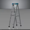 Heavy Duty Aluminum Folding Ladder With Blue Top Platform For Home Industrial Use