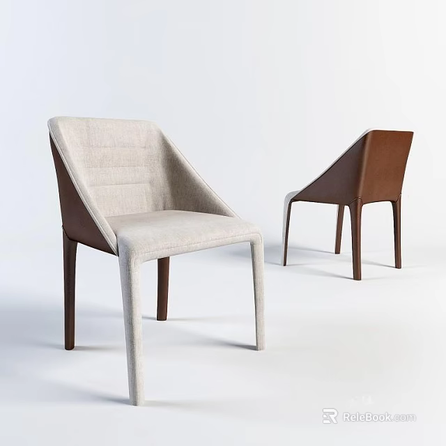 Modern Dining Chairs With Light Beige And Dark Brown Upholstered Seats And Sleek Contemporary Design 3d model 