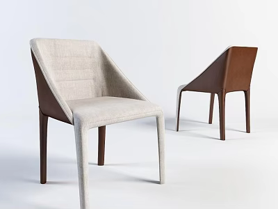 Modern Dining Chairs With Light Beige And Dark Brown Upholstered Seats And Sleek Contemporary Design 3d model