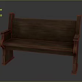 Classic Dark Brown Wooden Outdoor Bench with Armrests and Carved Legs for Outdoor Seating