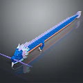 3D Modeled Blue Dragon Shaped Long Weapon With Scaled Body And Spiked Head