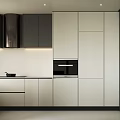 Modern Kitchen Interior With Black White Cabinets Range Hood And Built In Oven