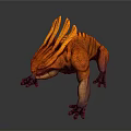 Orange Yellow Spiked Head Creature With Spotted Body And Clawed Limbs 3d model