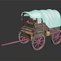 Old Fashioned Wooden Wagon With White Canvas Cover And Vintage Wooden Wheels Design