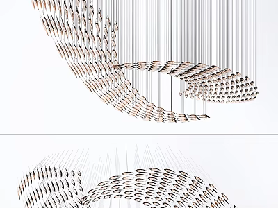 Modern Artistic Chandelier Design With Curved Spiral Metal Elements And Unique Shape 3d model