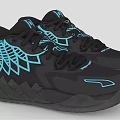 Black HEAD Athletic Training Shoes With Blue Accents And Geometric Patterns