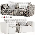 Stylish Upholstered Double Seater Sofa With Multiple Fabric Choices And Exquisite Decorative Throw Pillows