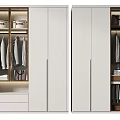 Modern Wardrobe Interior Design With White Doors Wooden Frame Hanging Clothes Drawers And Lighting