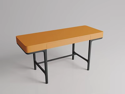 Minimalist Dressing Table With Orange Leather Top And Black Metal Frame Design 3d model