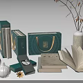 Green Decorative Gift Boxes And Tote Bags With Golden Patterns For Lifestyle Products
