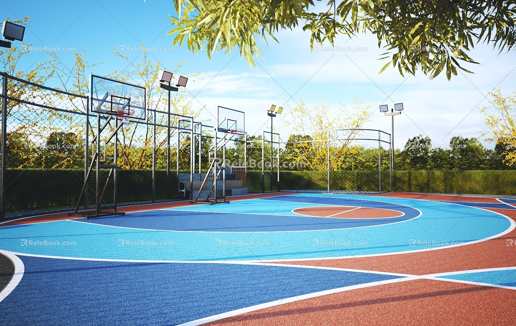 modern basketball court sports court 3d model