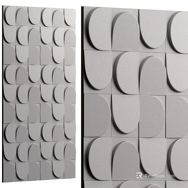 Modern Textured Gray Wall Decor With Circular Semicircular Pattern Design 3d model