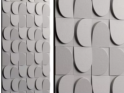 Modern Textured Gray Wall Decor With Circular Semicircular Pattern Design 3d model