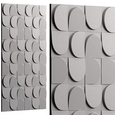 Modern Textured Gray Wall Decor With Circular Semicircular Pattern Design 3d model