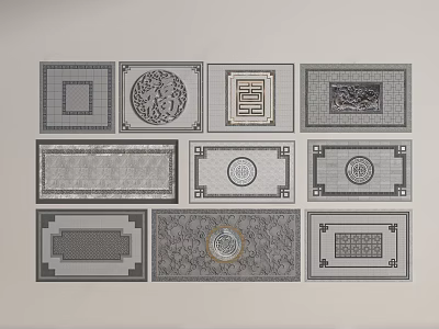 Decorative Panels With Various Geometric Patterns Circular Motifs And Ornamental Details 3d model