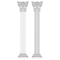 Two Classical Gray Columns Featuring Fluted Shafts and Intricate Capitals Design