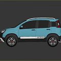 Fiat Blue Compact SUV With Roof Rails Black Windows And Sporty Wheels