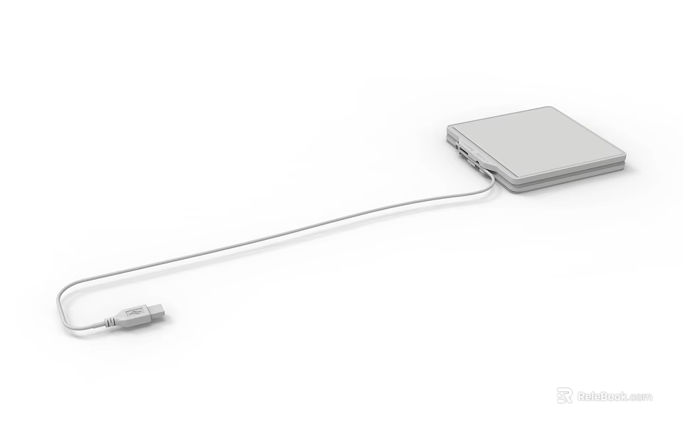 Silver USB C Hub With Multi Port Adapter And Long Cable Connection 3d model 