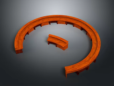 Curved Wooden Furniture With Circular Seating Design And Small Center Piece 3d model