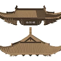 Traditional Chinese Architectural Components With Curved Eaves Wooden Roof And Bracket Details