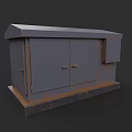 Gray Metal Office Appliance Cabinet With Double Doors Rusty Surface And Base Stand