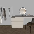 Nordic Style Cream Style Dressing Table Dressing Table Bucket Cabinet Integrated Cabinet Dressing Table Makeup Stool Dressing Mirror Solid Wood Storage Cabinet Hanger 3d model