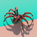 Smart Spider Like Robot With Red Black Design On Colorful Background 3d model