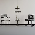 POLIFORM Modern Interior Design With Black Chairs Side Table And Cabinet 3d model