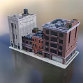 Detached Villa Multi story Urban Design With Red Brick Gray Facade And Roof Equipment
