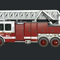 Red and White Fire Truck with Extended Ladder for Emergency Rescue Operations
