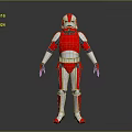 Red and White Armored Sci Fi Character With Helmet and 3D Model Design 3d model