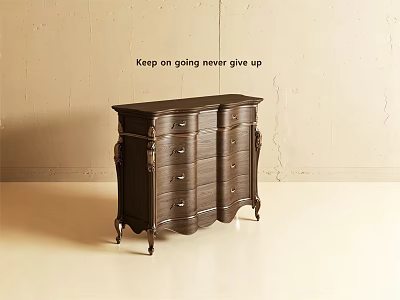 Elegant Dark Wood Entryway Side Cabinet With Multiple Drawers And Decorative Legs 3d model