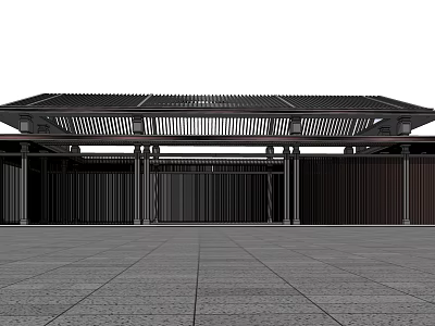 Modern Pergola With Lattice Roof And Wooden Columns In Open Area 3d model