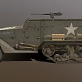 Vintage U.S. Military Vehicle Featuring Star Emblem Machine Gun And Track Wheels