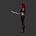 3D Female Character With Red Hair Leather Outfit Tattoos And Dual Daggers