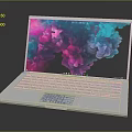 ANORO White Laptop With Colorful Abstract Screen Display And Sleek Keyboard
