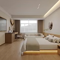 Hotel Guest Room Modern Interior With White Sofa Wooden Floor TV And Coffee Table
